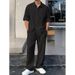 Men's Casual Vacation Shirt And Trousers Suit Single Breasted Lapel Long Sleeve Linen Spring New Arrival Straight Leg_viptrois.com