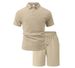 New Men's Polo Shirt With Collar, Short Sleeve, Short Pants, Textured Jacquard Fabric, Casual, Breathable, Sports Outfit, Large Size Set_viptrois.com