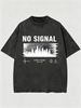 Glitch City No Signal Heavyweight Washed Graphic T-Shirt Men's Oversized Streetwear Tee_viptrois.com