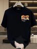 Men's 100% Cotton Short Sleeve T-Shirt With Cartoon Dog Letter "AB" Logo, Casual Loose Fit, Streetwear Style_viptrois.com