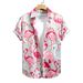 Men's Flamingo Print Casual Shirt - Short Sleeve Hawaiian Style Resort Wear, Breathable & Stretchable_viptrois.com
