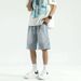 2025 Summer New Fashionable Brand Straight-Cut Pants, Versatile Loose-Fitting Casual Five-Inch Jeans_viptrois.com