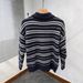 Striped Polo Collar Sweater For Men And Women In Autumn And Winter, Stylish Knit Sweater Jacket_viptrois.com