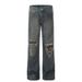 Men's Clothing Retro Distressed Ripped Jeans Casual Washed Loose Straight Pants_viptrois.com