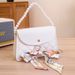Women's Quilted Crossbody Bag With Scarf & Pearl Chain - Elegant Shoulder Purse For Women_viptrois.com
