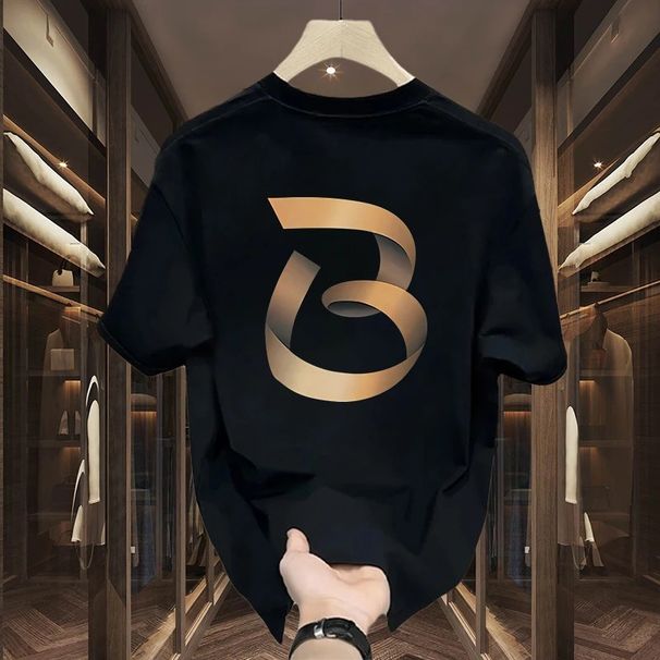Men's Clothing Heavy Cotton High End Short Sleeved T Shirt Men's Trendy Brand Loose Cotton Summer Boys Half Sleeved Large Size Tops T Shirt_viptrois.com