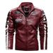 Men's Clothing Pu Jacket Motorcycle Racing Suit Trendy Men's Leather Jacket Plus Velvet Thin Section Labeling Contrast Color Jacket_viptrois.com