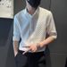 High-end Ice Silk Short-sleeved Shirt For Men, Trendy Slim-fitting Half-sleeved Shirt, Chic Chic Chic Casual Summer Wear_viptrois.com