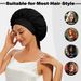 double layer satin nightcap, ribbon style women's round hat, double sided wide brimmed high elastic hair care hat_viptrois.com