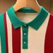 Men's Clothing Luxury Fashion Slim Lapel Sweater Elegant Vertical Stripes Color Matching Short Sleeved Knitted Polo Shirt_viptrois.com