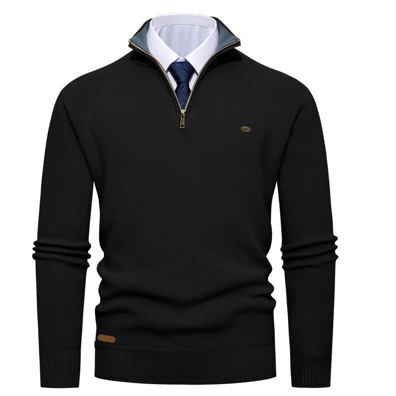 Men's Clothing Long Sleeve Half Zipper Stand Collar Men's Stylish Half-Zip Knit Sweater Slim Fit Long Sleeve Casual Pullover Autumn Winter Fashion Top_viptrois.com