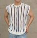Summer New Knitted Vest Men's Hollow European And American Striped Ice Silk Breathable Vest T Shirt Trendy Foreign Trade Cross Border Wholesale_viptrois.com