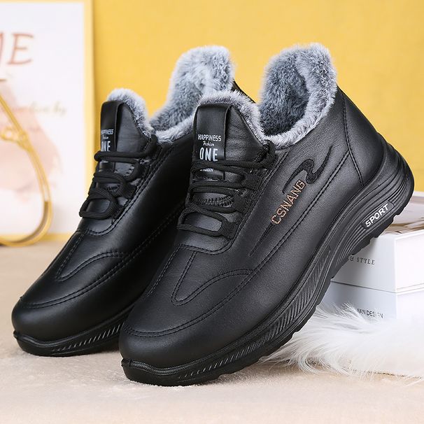 Winter Oversized Cotton Shoes For Men, Warm And Plush Casual Leather Shoes, Anti Slip Middle-aged And Elderly Casual Sports Shoes_viptrois.com