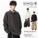 Men's Retro Polo Sweatshirt – Embroidered Collar Loose Fit Pullover For Streetwear & Campus (Black/Charcoal/Beige, S-3XL)_viptrois.com