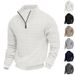 Men's Clothing Large Size Sweatshirt American Style Half Zip Autumn Winter Jacquard Small Checkered Stand Up Collar Casual Pullover_viptrois.com