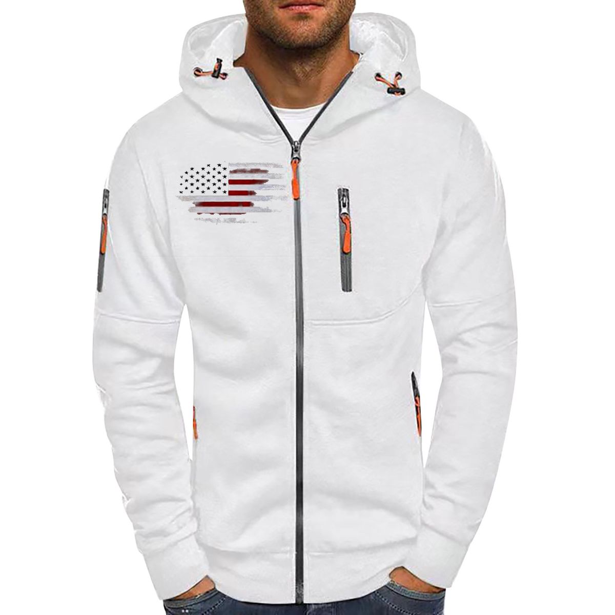 Men's Zip-Up Hoodie – Lightweight Sportswear With Breathable Polyester, Relaxed Fit & Adjustable Drawstring (5 Colors, S-XXXL)_viptrois.com