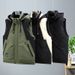 Men's Plus Size Quilted Vest With Color Block Design, Thickened Winter Sleeveless Jacket For Casual Wear (Black, Military Green, Beige)_viptrois.com