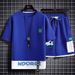 Men's Clothing Waffle Casual Suit Summer Youth Large Size Sports Short Sleeved T Shirt Top Shorts Two Piece Suit_viptrois.com