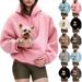 Oversized Hoodie With Pet Pocket – Cozy Alpaca Fleece Pullover With Adjustable Drawstrings (S-XXL)_viptrois.com