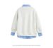 Hip-Hop Oversized College Style Patchwork Shirt-Collar Sweatshirt – Men’s Streetwear Pullover (Layered Mock Two-Piece, M-3XL, Retro Urban Aesthetic)_viptrois.com