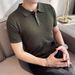 Summer Men's Ice Silk Cotton Polo Shirt Hollow out Pattern Lapel Short Sleeved Cool And Breathable T-Shirt_viptrois.com