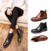 Men's Brogue Ankle Boots - Lightweight PU Leather Casual Shoes With Elastic Comfort & Subtle Lift - Classic British Style For Winter (Brown/Black/Red)_viptrois.com