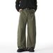 Men's Clothing Side Split Stitching Pleated Casual Pants Men's Autumn New Trendy Brand Loose Straight Pants Retro Silhouette Long Pants_viptrois.com