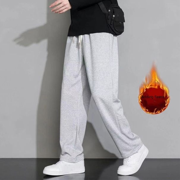 Fleece Straight-leg Loose Sweatpants For Men In The Autumn Korean Style, Featuring A Fashionable And Simple Drape_viptrois.com