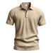 65/5000 2026 Men's Summer Button-down Solid Short-Sleeved Half-Button Loose-Weave Breathable Casual Commuting Polo Shirt_viptrois.com