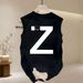2024 New Summer American Cotton Crew Neck Sleeveless Vest Men's And Women's Loose Casual Versatile Letters_viptrois.com