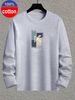 100 Cotton Men's Top Summer Men's Long Sleeved Round Neck Black Top Loose Casual T-shirt_viptrois.com
