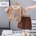 Boys' Outfit 2025 New Style Children's Stylish Summer Short Sleeved Cartoon Two-piece Set Baby Clothes_viptrois.com