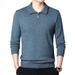 High-Quality Thickened Wool T-Shirt Trendy High-End Turn-Down Collar Pullover Long-Sleeve Knitted Sweater Men's Autumn_viptrois.com