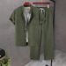 Men's Short Sleeve Stand Collar Shirt & Pants Set – Lightweight Polyester, Trendy Casual Outfit (S-Xxl, 7 Colors)_viptrois.com