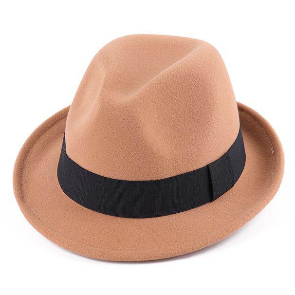 autumn and winter new style small hat with brim, black classic British style jazz hat, ladies woolen hat, felt hat_viptrois.com