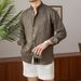 Men's Clothing Commuting Light Mature Casual Breathable P Shirt Versatile Vacation Stand Up Collar Shirt_viptrois.com