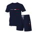 Men's Short Sleeve T-Shirt Trendy Summer Style Letter Print Loose Fit Casual Suit_viptrois.com