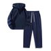 Women's 2-Piece Lounge Set Notch Lapel Half Zip Sweatshirt And Wide Leg Joggers Outfit_viptrois.com