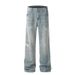 Men's Clothing High Street Cleanfit Old Ink Splashed Jeans For Men And Women Loose Straight Casual Niche Retro Pants Trend_viptrois.com