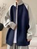 Loom Arctic Velvet Color-Block Cardigan Men, Heavyweight Turtleneck Sweater Autumn And Winter, Korean Style Loose Knitted_viptrois.com