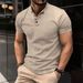 Men's Clothing Summer T Shirt Button Henley Collar Sports Polo Shirt_viptrois.com
