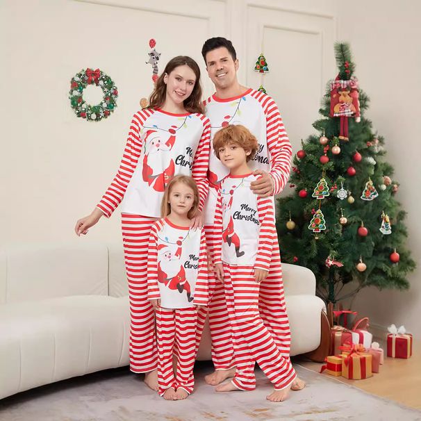 Christmas Santa Claus Snowflake letters Christmas Family suit printed homewear pajamas_viptrois.com