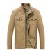 Men’s Lightweight Cotton Jacket – Breathable Stand Collar Zip-Up (Khaki/Olive/White/Black, M-6XL, Relaxed Fit, Travel-Ready)_viptrois.com