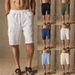 Men's Multi-Pocket Cargo Shorts - Linen-Cotton Blend Drawstring Waist Casual Outdoor Shorts For Summer_viptrois.com