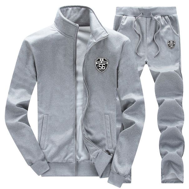 Men's Athletic Zip-Up Tracksuit Set | Lightweight & Breathable | Sizes M-8XL (Red/Black/Navy/Gray) | Cross-Border Exclusive_viptrois.com