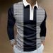 Men's Clothing Plus Size Striped 3 Contrast Color Zipper Polo Shirt Spring And Autumn Long Sleeve Zipper Lapel Casual Polo_viptrois.com