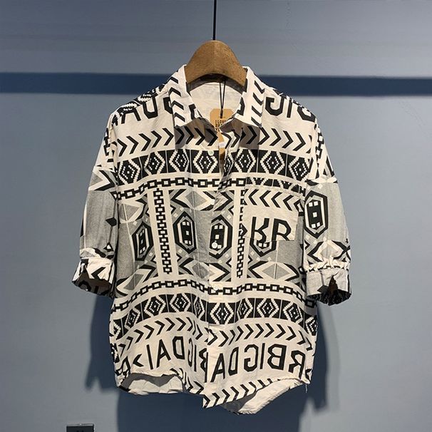 Vintage American Style Loose-Fit Thin Short Sleeve Shirt Casual Korean Version Harajuku Design Sensibility Daily Men's Jacket_viptrois.com