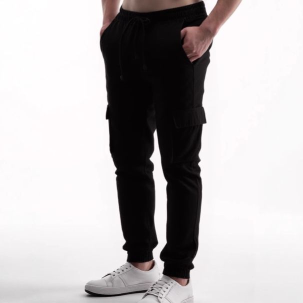 Spring And Autumn New Men's Workwear Solid Color Multi Pocket Casual Jogging Cuffed Trousers_viptrois.com