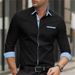 Classic Fit Men's Long Sleeve Shirt With Single Row Buttons & Functional Pockets, Breathable Stretch Polyester For Casual & Office Wear_viptrois.com