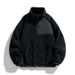 Unisex Shearling Jacket – Corduroy & Wool Blend With Stand Collar (Black, Grey, Beige-Green Options)_viptrois.com